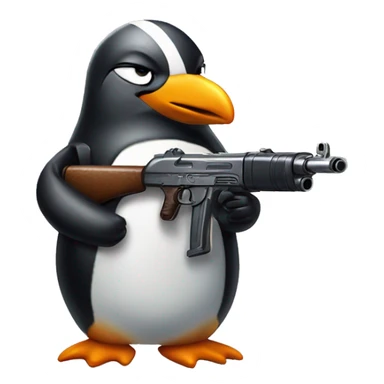 Penguin with a Tommy gun sticker
