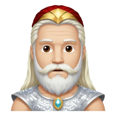Jupiter, God of Thunder from Gods and Goddesses with long white hair and beard, white sequin outfit sticker