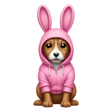 A pink bunny wearing a hoody riding a dog sticker