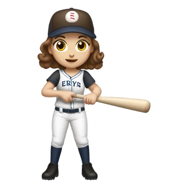 White brunette girl playing baseball sticker