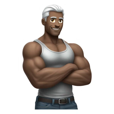 muscular silver skin man flex pose sticker