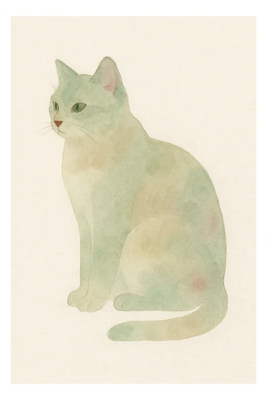 realistic cat, watercolor art style sticker