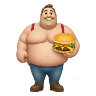 big fat man portuguese with burger and trowel sticker