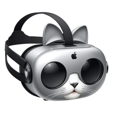 Apple Vision Pro 9 VR headset with cat logo on it  sticker