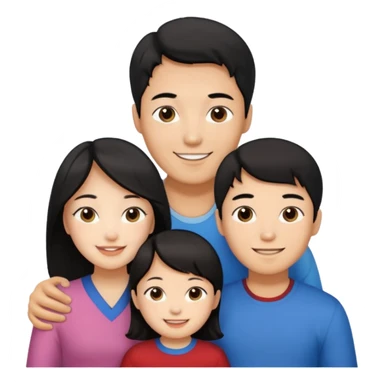 Family korean male x russian female + black hair kid sticker