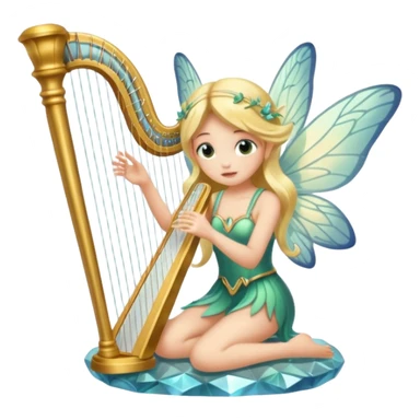 moth-wing fairy playing crystal harp sticker