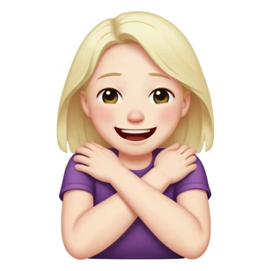 Someone laugh crying while crossing their arms pretending to choke themself sticker