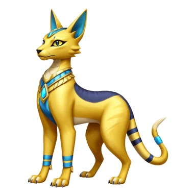 Modern anthropomorphic furry futuristic shiny colorful Bastet-Anubis-Lombax-Zeraora-Renamon-fusion (full body) sticker