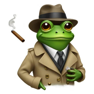 Frog wearing a fedora and a trench coat smoking a cigar  sticker