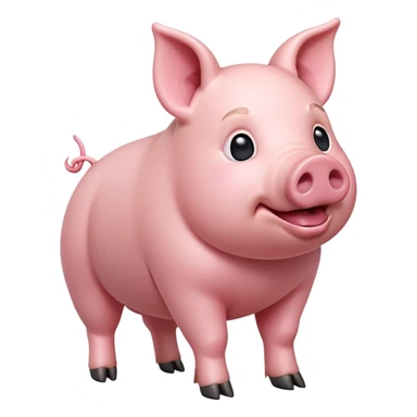 cinematic-[realistic pig]-realistic-full-body-standing-emoji,-tail-flicking-lazily,-head-tilted-dramatically,-sleek-[pink]-skin,-simplified-yet-realistic-focused-features,-highly-detailed,-glowing-with-an-almost-sarcastic-glow sticker