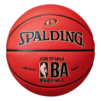 minimalist red Spalding basketball with simple NBA logo, few colorful lines, clean design sticker