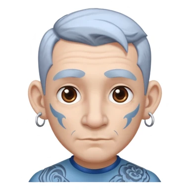white-gray haired heavy blue tattooed big head accessory big nose mid size ear young sticker