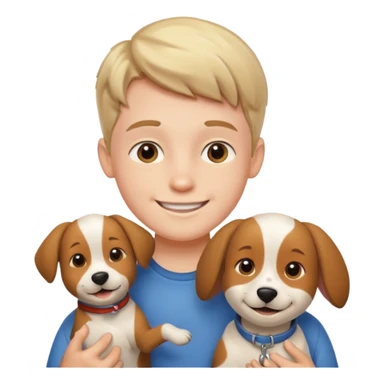 smiling boy with dog outdoors sticker