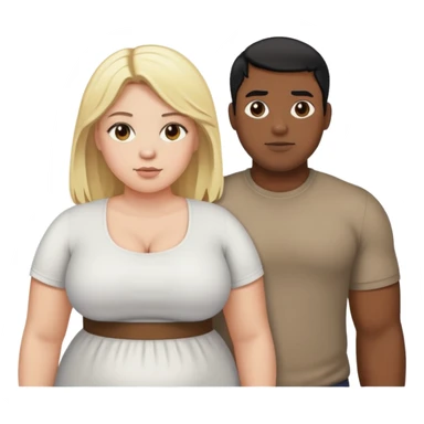 black man with black hair standing next to a fat white girl with blonde hair  sticker