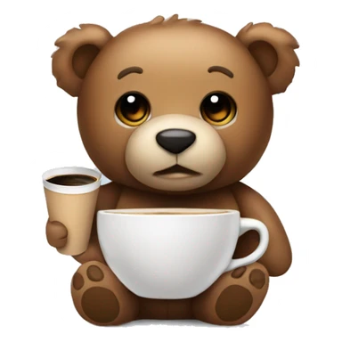 Teddy bear with coffee sticker