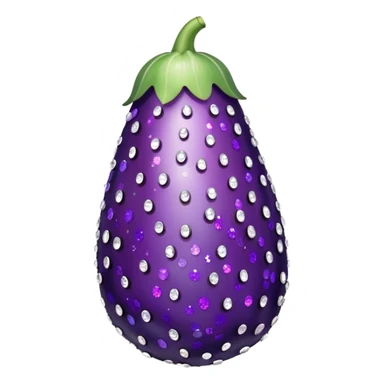 Bedazzled eggplant covered in multicolored rhinestones and sequins sticker