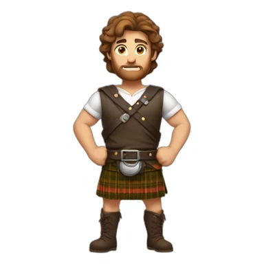monty starting fire wearing a kilt flex muscle brown hair sticker
