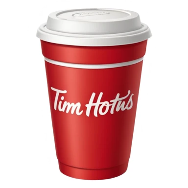 Tim Hortons coffee, it should be red cup with white write writing " Tim Hortons" and a White lid sticker
