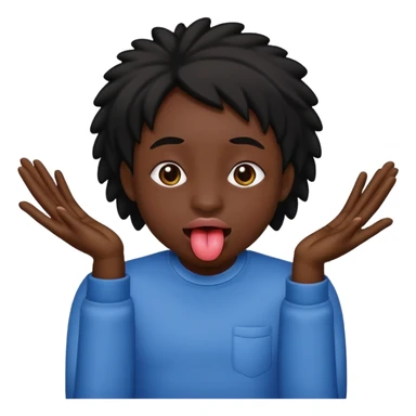 A black face sticking tongue out with hands on the side   sticker