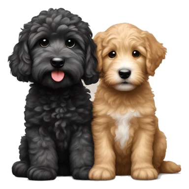Golden doodle and aussiedoodle puppy sticker