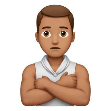 man crossing his arms around his neck mad sticker