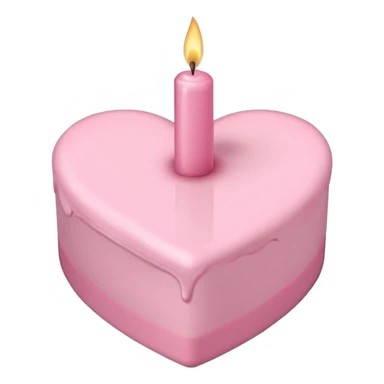 heart shaped birthday cake, pastel pink color, with one candle, simple and adorable sticker