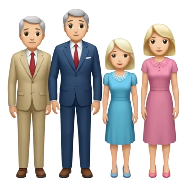 Boy, middle age, old age, old age women, middle age, girl. Standing side by side. sticker