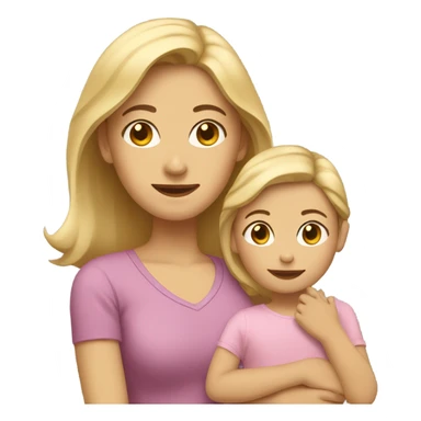 Blonde mom with 2 kids one brown haired girl and one baby sticker