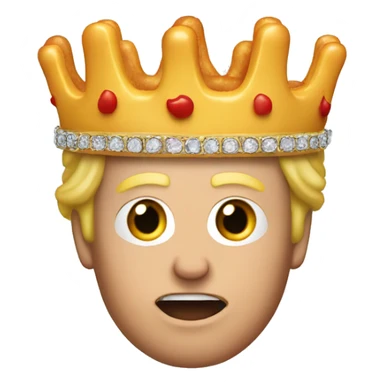 Trump wearing a crown earring a hotdog sticker