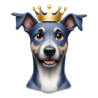 A smiling malinois dark blue merle color, without red and white color with a crown on his head sticker