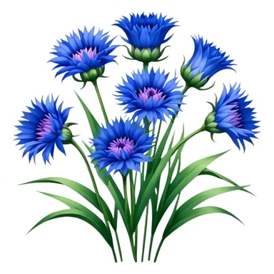 luxuriant, bouquet Cornflower, stem, leaf sticker