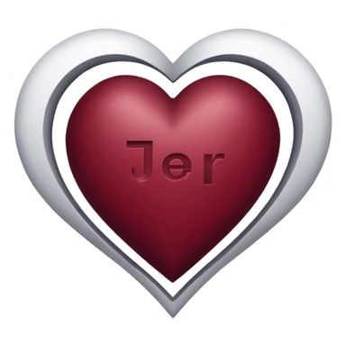 Burgundy heart with the letters Jer in the middle  sticker