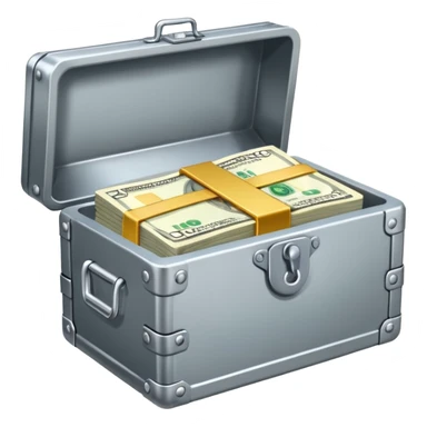 caja fuerte de metal, abierta con dinero sticker