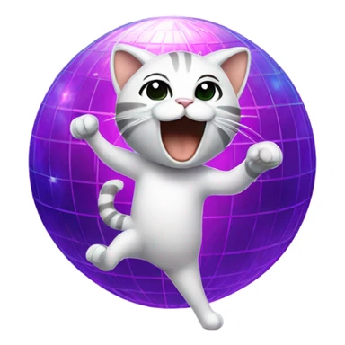 Cat dancing under disco ball sticker