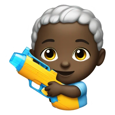 black baby with a water gun sticker