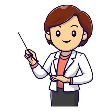 happy female professor with pointer sticker