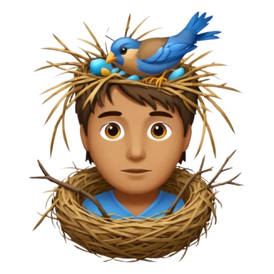 Man who has a Birds Nest for hair sticker