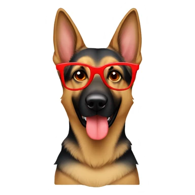 German Shepherd with red glasses sticker
