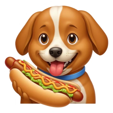 Dog eating hotdog sticker