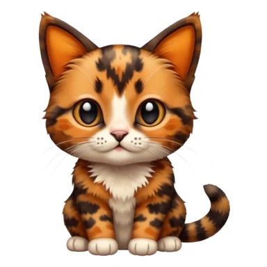 A high-resolution photo-realistic digital illustration of a brown multicoloured  tortoiseshell cat kitten, chest upward (no white) sticker