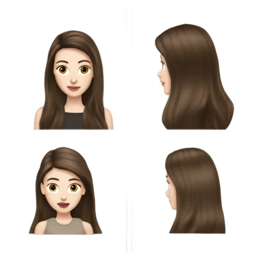 Brunette long hair blowout girl, pale skin, Chanel birkin Dior sticker