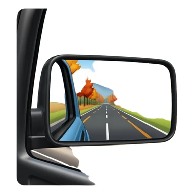 Fall scenery in the rearview mirror of a truck sticker