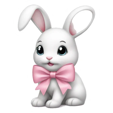 A cute bunny with a lightpink bow  sticker