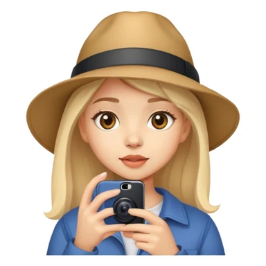 young girl tourist takes pictures with her cell phone sticker