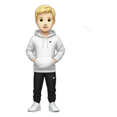 White boy with blond hair with Nike hoodie’s and Nike shoes with basic black pant sticker