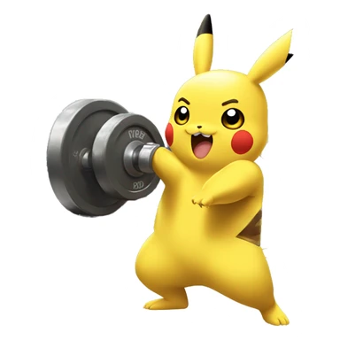 Pikachu cheering his bodybuilder friend in gym  sticker