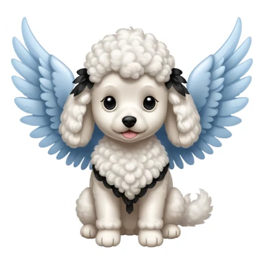 Perro french poodle mini blanco con Alas sticker