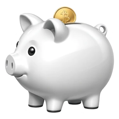 white piggy bank with a coin sticker