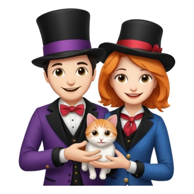 magician couple and their pet cat sticker