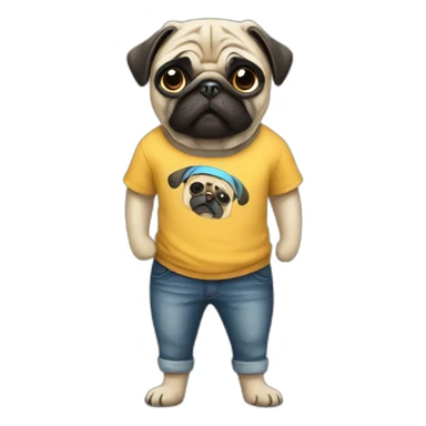 pug wearing a t-shirt sticker